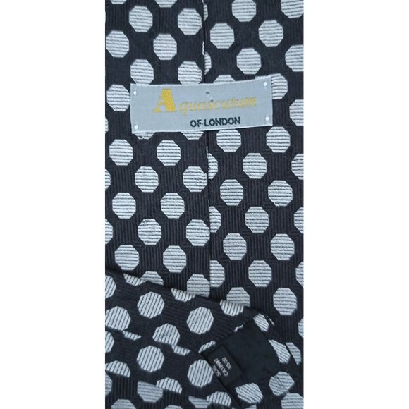 AQUASCUTUM OF LONDON Black Polka Dot Silk Tie CANADA 59"/ 3.8" EC - Picture 2 of 3